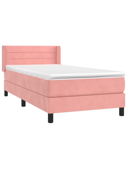 Box spring postel s matrací růžová 100x200 cm samet