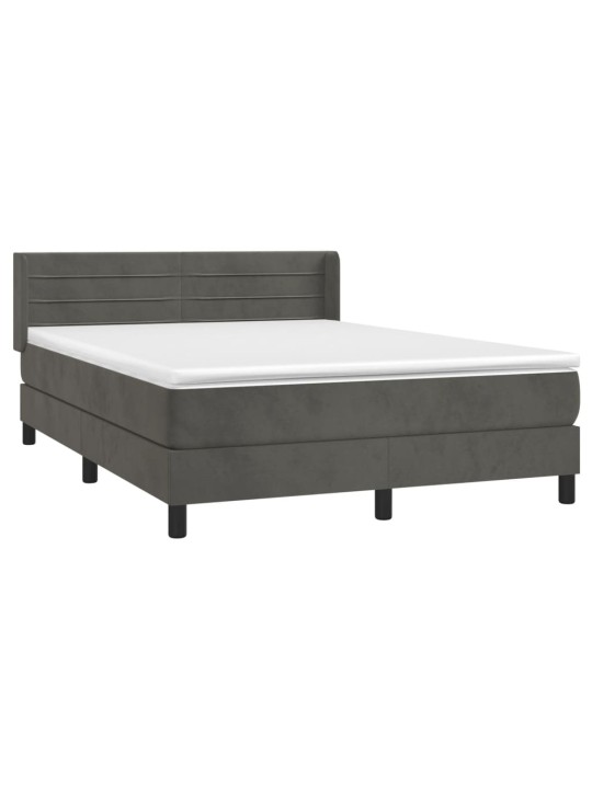 Box spring postel s matrací tmavě šedý 140 x 190 cm samet