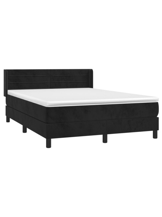 Box spring postel s matrací černá 140 x 190 cm samet