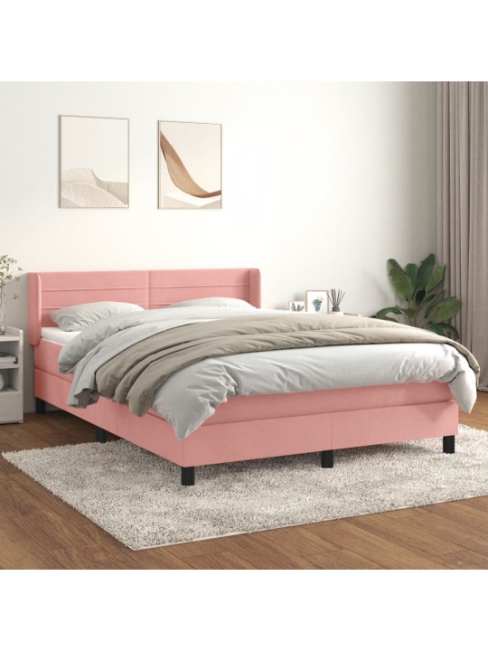 Box spring postel s matrací růžová 140x190 cm samet