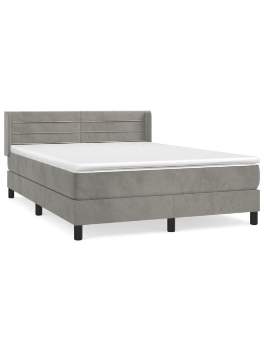 Box spring postel s matrací světle šedá 140x200 cm samet