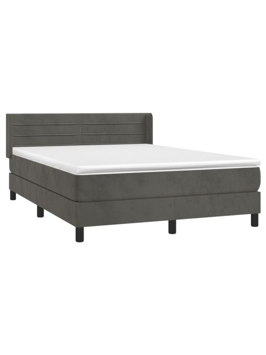 Box spring postel s matrací tmavě šedá 140x200 cm samet