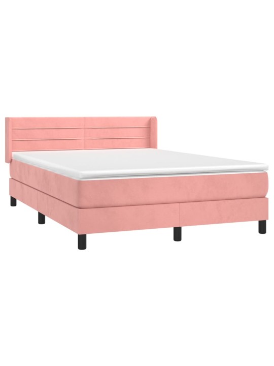 Box spring postel s matrací růžová 140x200 cm samet