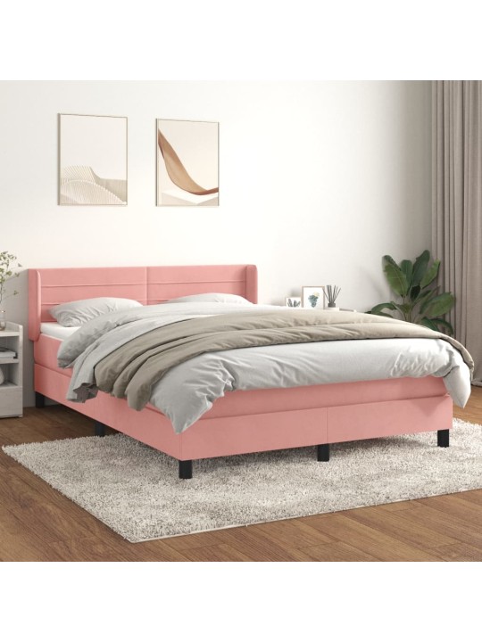 Box spring postel s matrací růžová 140x200 cm samet