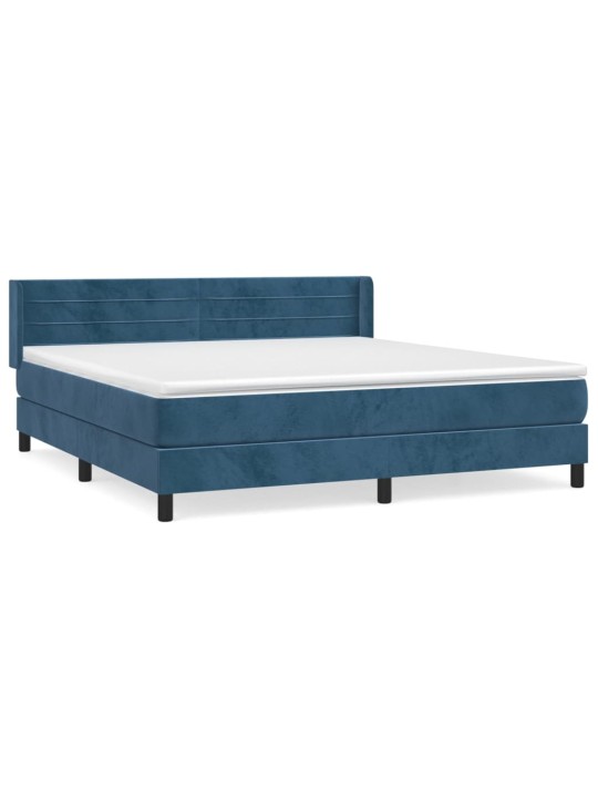 Box spring postel s matrací tmavě modrá 160x200 cm samet