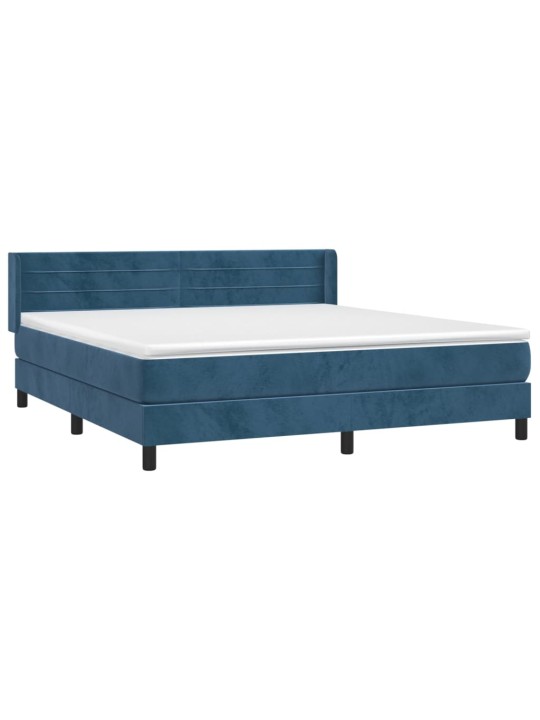 Box spring postel s matrací tmavě modrá 160x200 cm samet