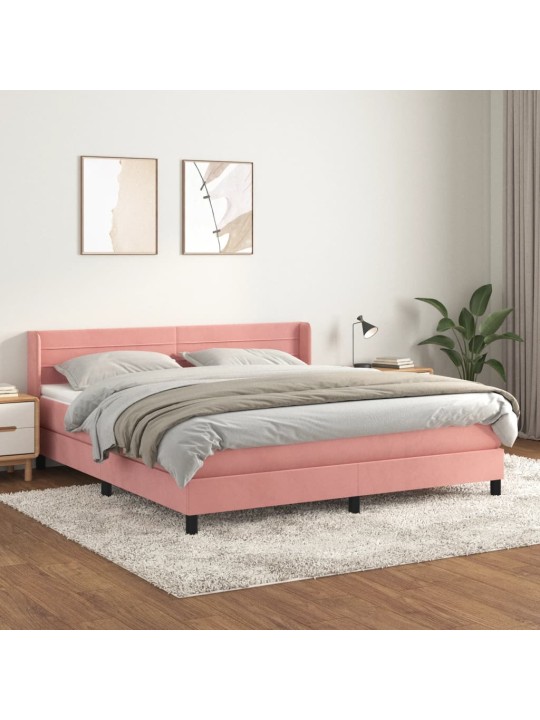 Box spring postel s matrací růžová 160x200 cm samet