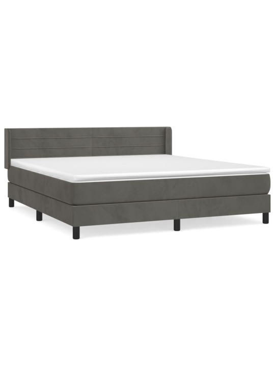 Box spring postel s matrací tmavě šedá 180x200 cm samet