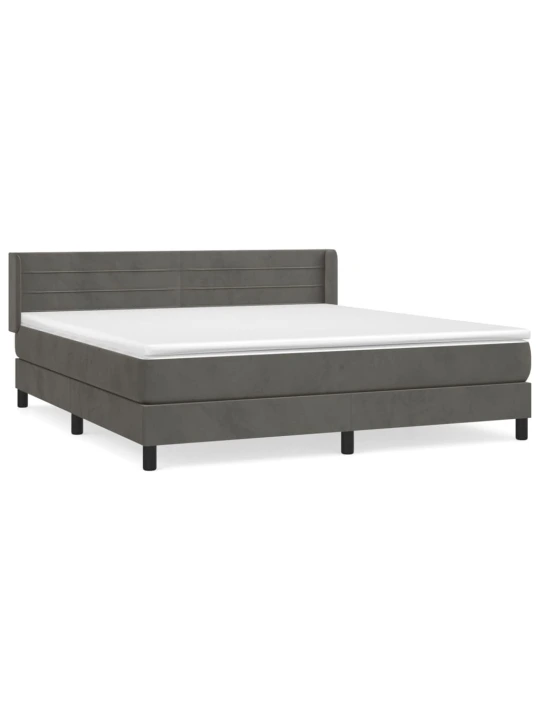 Box spring postel s matrací tmavě šedá 180x200 cm samet