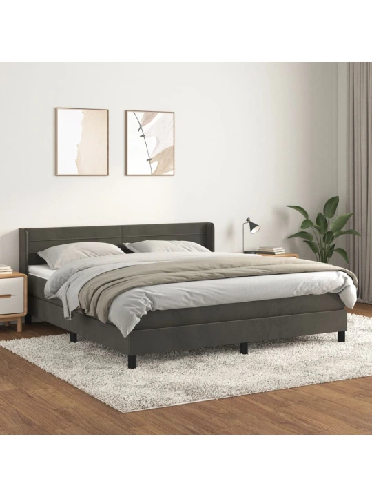 Box spring postel s matrací tmavě šedá 180x200 cm samet