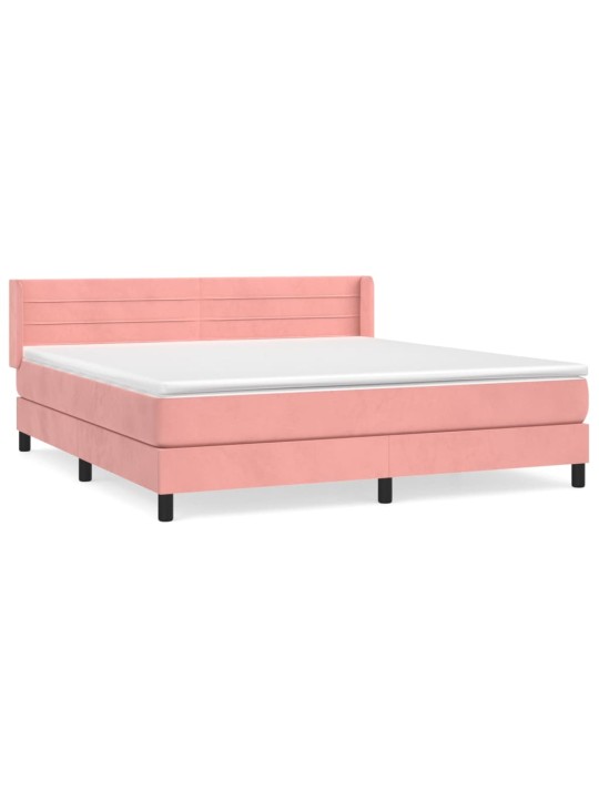 Box spring postel s matrací růžová 180x200 cm samet