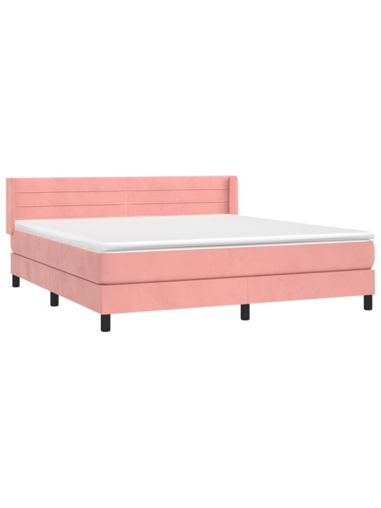 Box spring postel s matrací růžová 180x200 cm samet