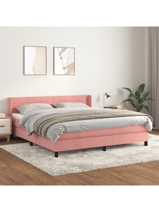 Box spring postel s matrací růžová 180x200 cm samet