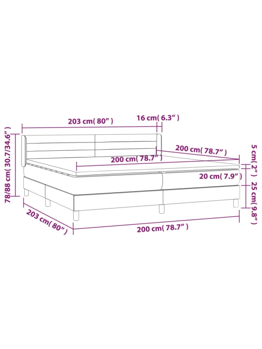 Box spring postel s matrací tmavě šedá 200x200 cm samet