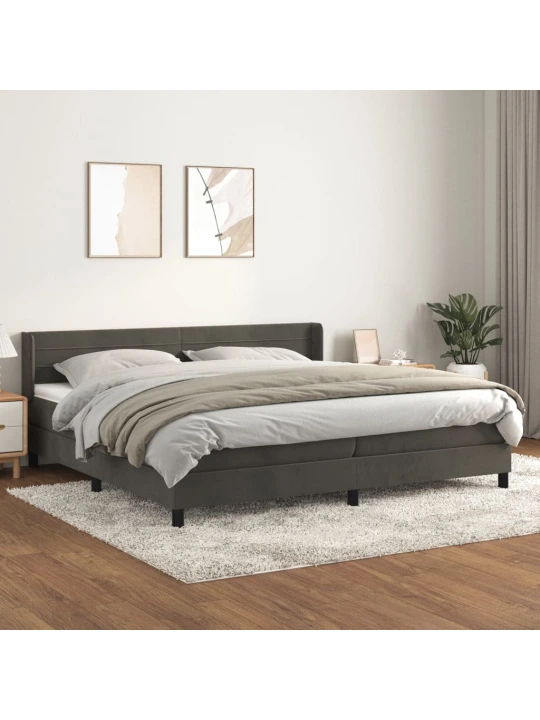 Box spring postel s matrací tmavě šedá 200x200 cm samet
