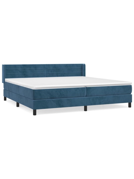 Box spring postel s matrací tmavě modrá 200x200 cm samet