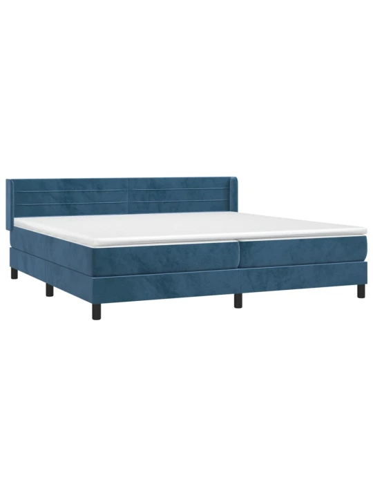 Box spring postel s matrací tmavě modrá 200x200 cm samet