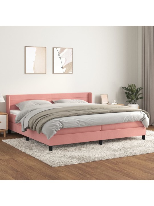 Box spring postel s matrací růžová 200x200 cm samet