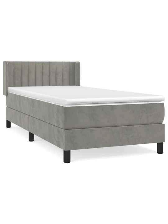 Box spring postel s matrací světle šedá 90x200 cm samet