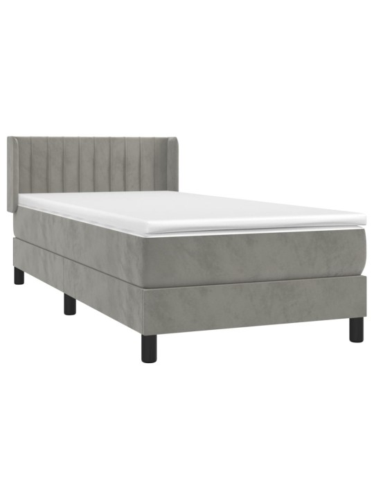 Box spring postel s matrací světle šedá 90x200 cm samet