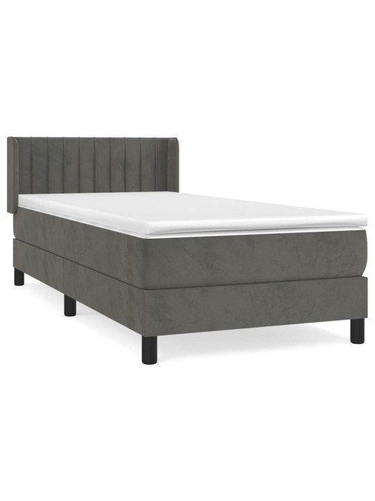 Box spring postel s matrací tmavě šedá 90x200 cm samet