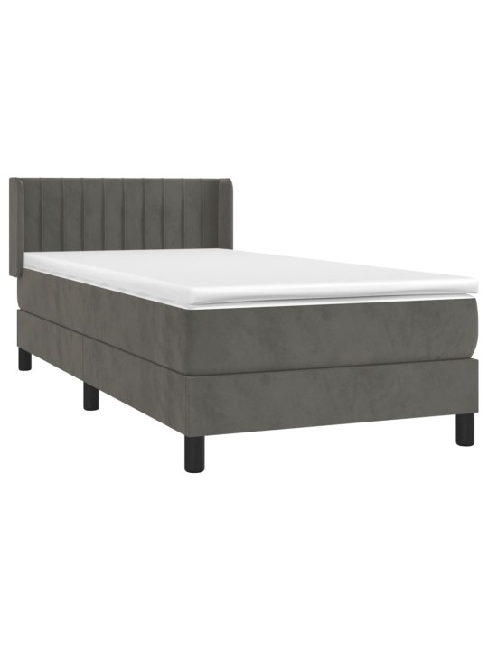 Box spring postel s matrací tmavě šedá 90x200 cm samet