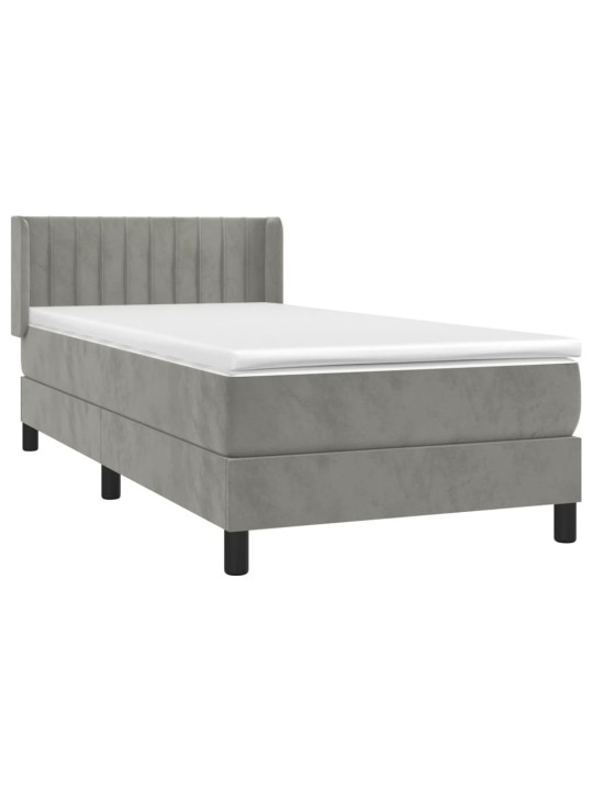 Box spring postel s matrací světle šedá 100x200 cm samet