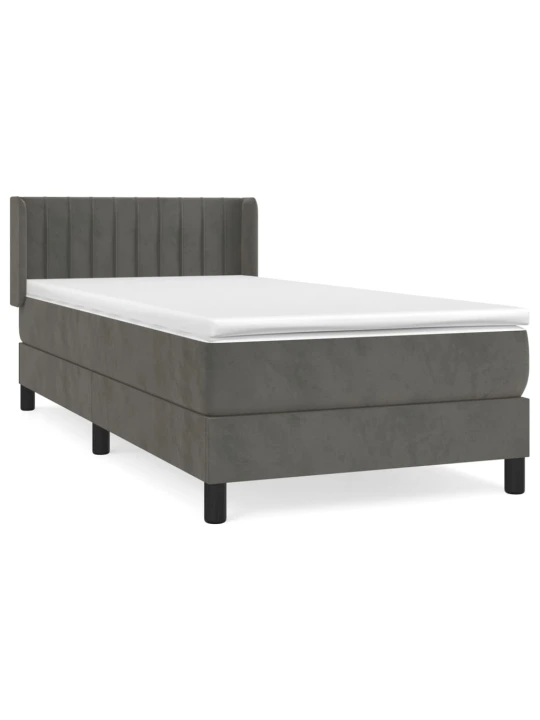 Box spring postel s matrací tmavě šedá 100x200 cm samet