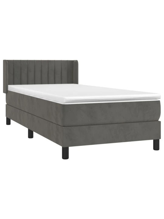 Box spring postel s matrací tmavě šedá 100x200 cm samet