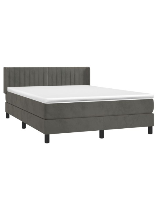 Box spring postel s matrací tmavě šedý 140 x 190 cm samet