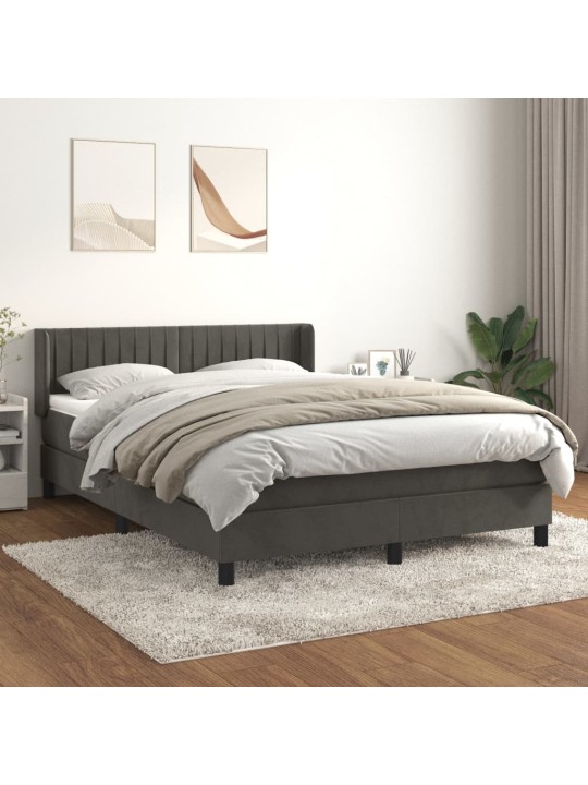 Box spring postel s matrací tmavě šedý 140 x 190 cm samet