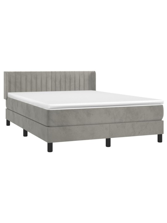 Box spring postel s matrací světle šedá 140x200 cm samet