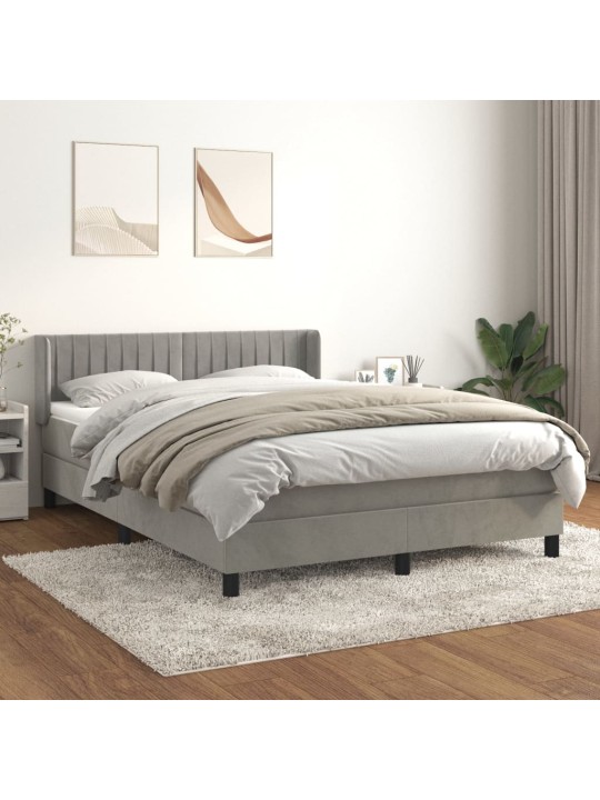 Box spring postel s matrací světle šedá 140x200 cm samet
