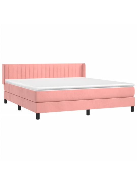 Box spring postel s matrací růžová 160x200 cm samet