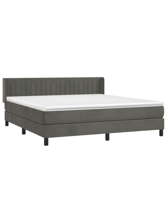 Box spring postel s matrací tmavě šedá 180x200 cm samet