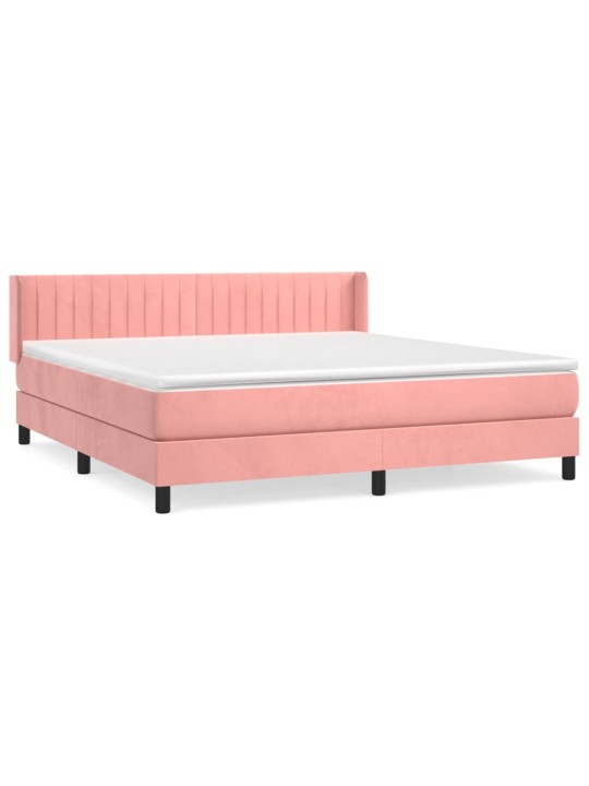 Box spring postel s matrací růžová 180x200 cm samet