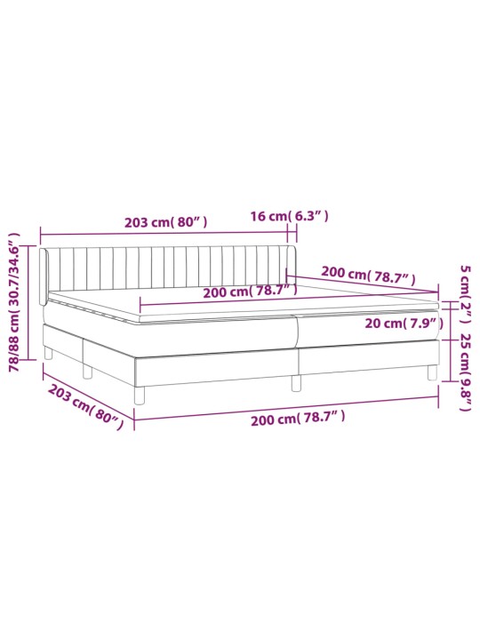 Box spring postel s matrací tmavě šedá 200x200 cm samet