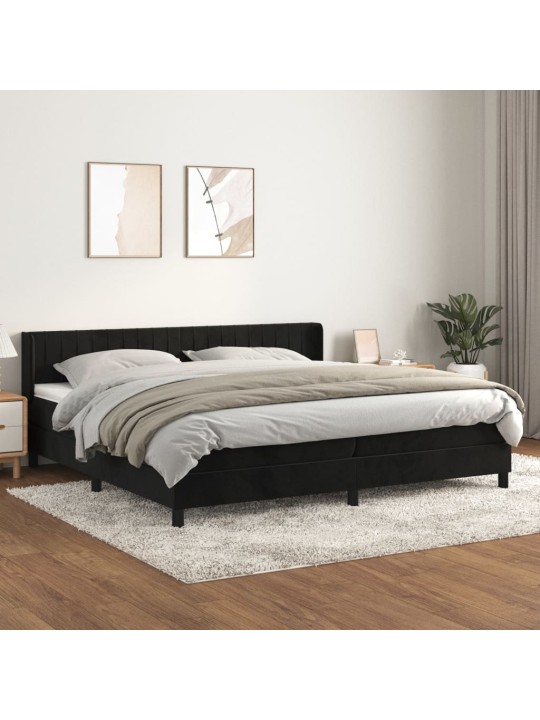 Box spring postel s matrací černá 200x200 cm samet