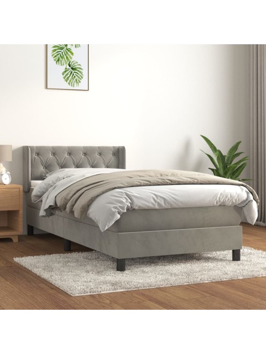Box spring postel s matrací světle šedá 80 x 200 cm samet