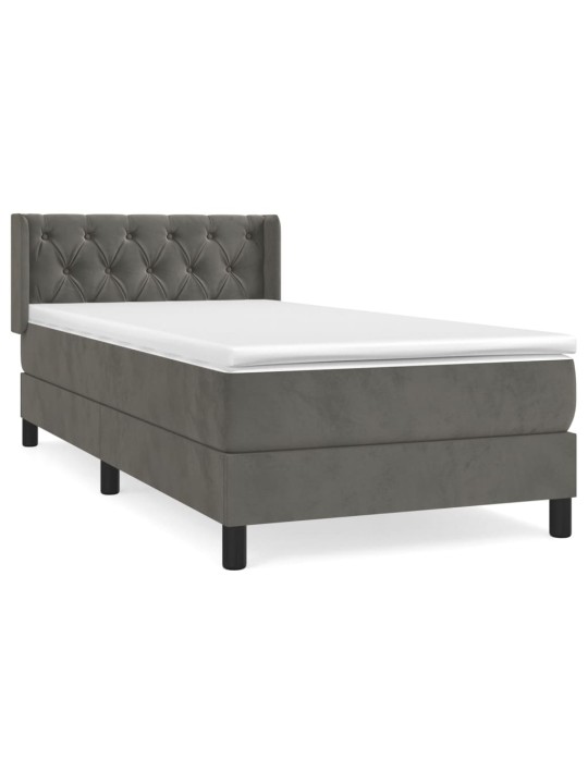Box spring postel s matrací tmavě šedá 80 x 200 cm samet