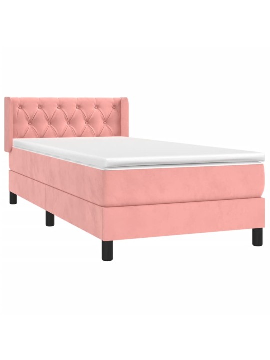 Box spring postel s matrací růžová 80 x 200 cm samet