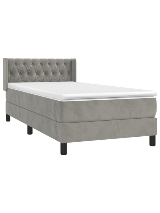 Box spring postel s matrací světle šedá 90x190 cm samet