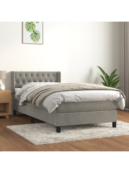 Box spring postel s matrací světle šedá 90x200 cm samet