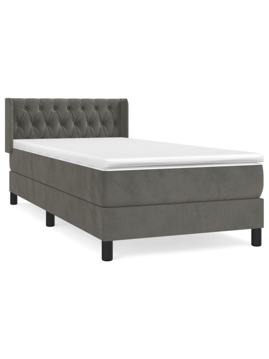 Box spring postel s matrací tmavě šedá 90x200 cm samet