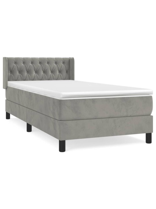 Box spring postel s matrací světle šedá 100x200 cm samet