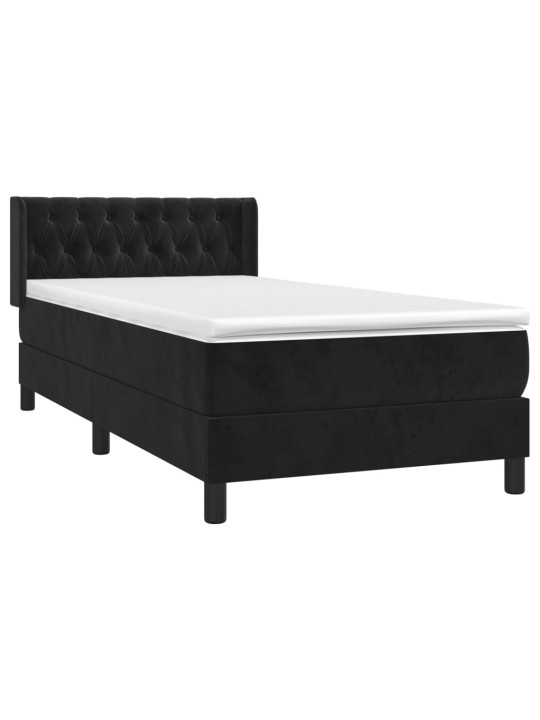 Box spring postel s matrací černá 100x200 cm samet