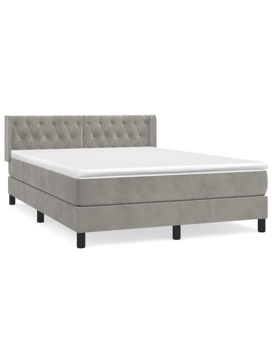 Box spring postel s matrací světle šedá 140x190 cm samet