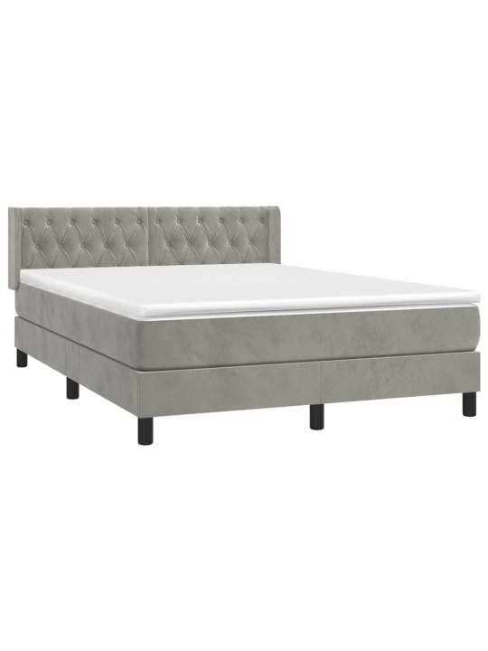 Box spring postel s matrací světle šedá 140x190 cm samet