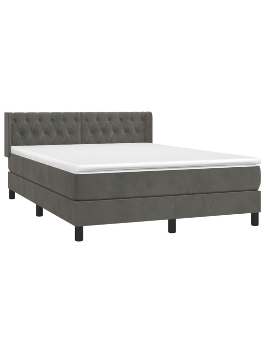 Box spring postel s matrací tmavě šedý 140 x 190 cm samet