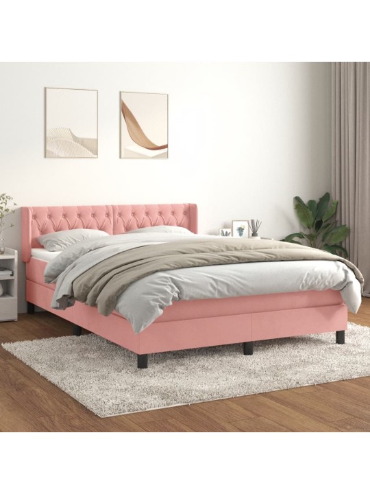 Box spring postel s matrací růžová 140x190 cm samet